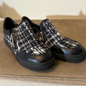 Wanted tweed slip ons